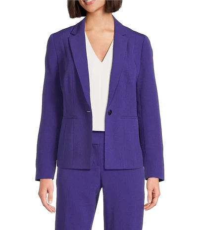 Kasper Crepe Panel Seamed One-Button Jacket