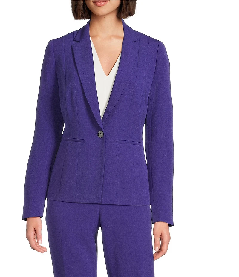 Kasper Crepe Panel Seamed One-Button Jacket