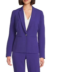 Kasper Crepe Panel Seamed One-Button Jacket