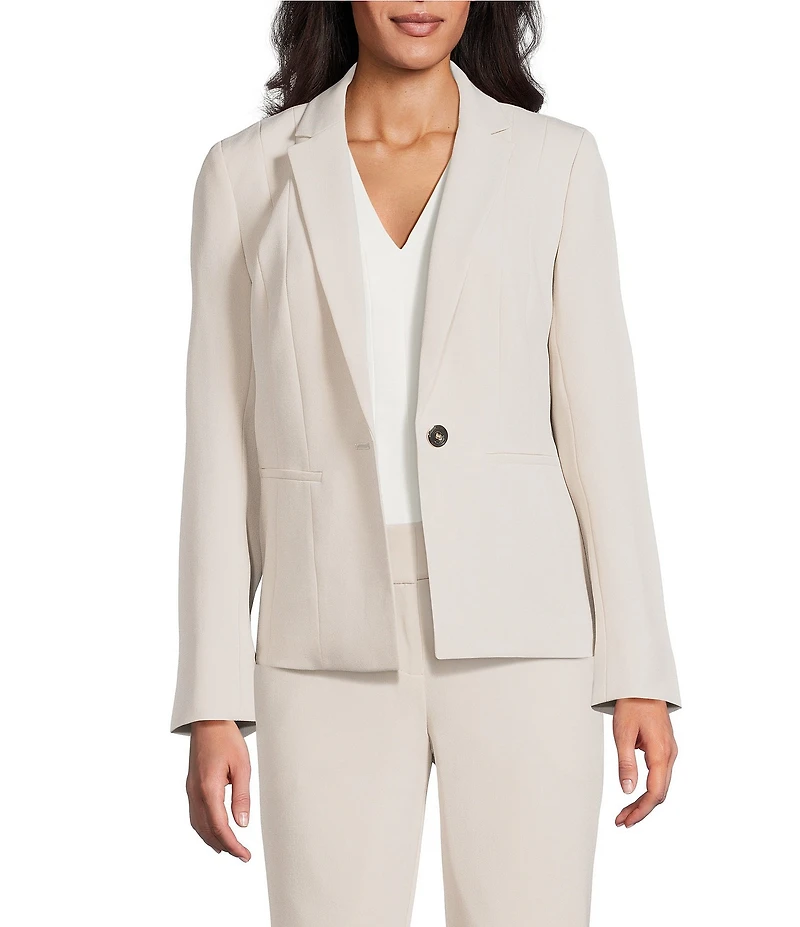 Kasper Crepe Panel Seamed One-Button Jacket