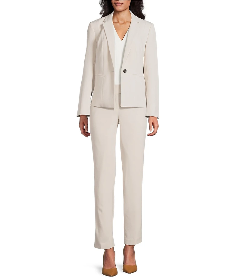 Kasper Crepe Panel Seamed One-Button Jacket