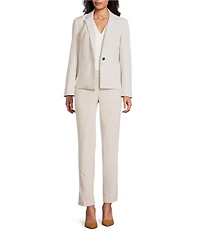 Kasper Crepe Panel Seamed One-Button Jacket