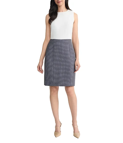 Kasper Crepe Plaid Sheath Dress