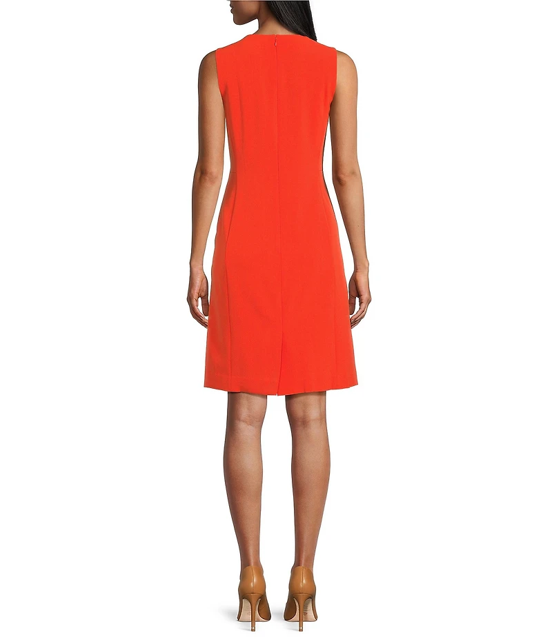Kasper Crepe Sleeveless Multi Seam Sheath Dress