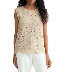 Kasper Crochet Knit Cap Sleeve Blouse