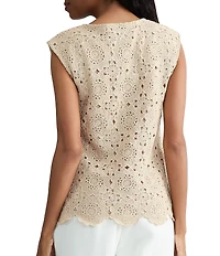 Kasper Crochet Knit Cap Sleeve Blouse