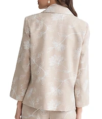 Kasper Embroidered Boxy Open Front Cardigan