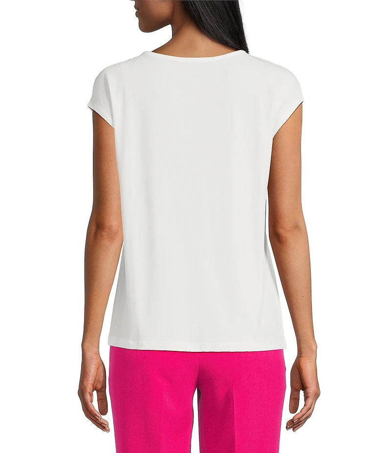 Kasper Extended Shoulder Scrunch Front Top