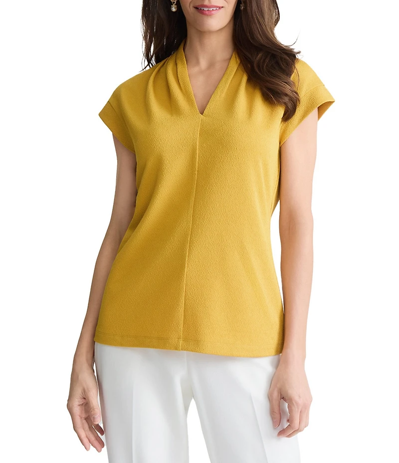 Kasper Extended Sleeve Funnel Neck Blouse