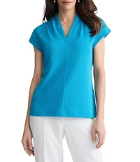 Kasper Extended Sleeve Funnel Neck Blouse
