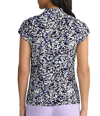 Kasper Extended Sleeve Funnel V-Neck Blouse