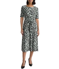 Kasper Fit & Flare Printed Midi Dress