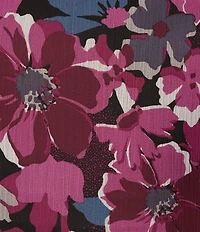 Kasper Floral Crew Neck 3/4 Ruffle Sleeve Blouse