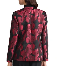 Kasper Floral Jacquard One Button Collarless Jacket
