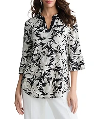 Kasper Flutter 3/4 Sleeve Printed Blouse