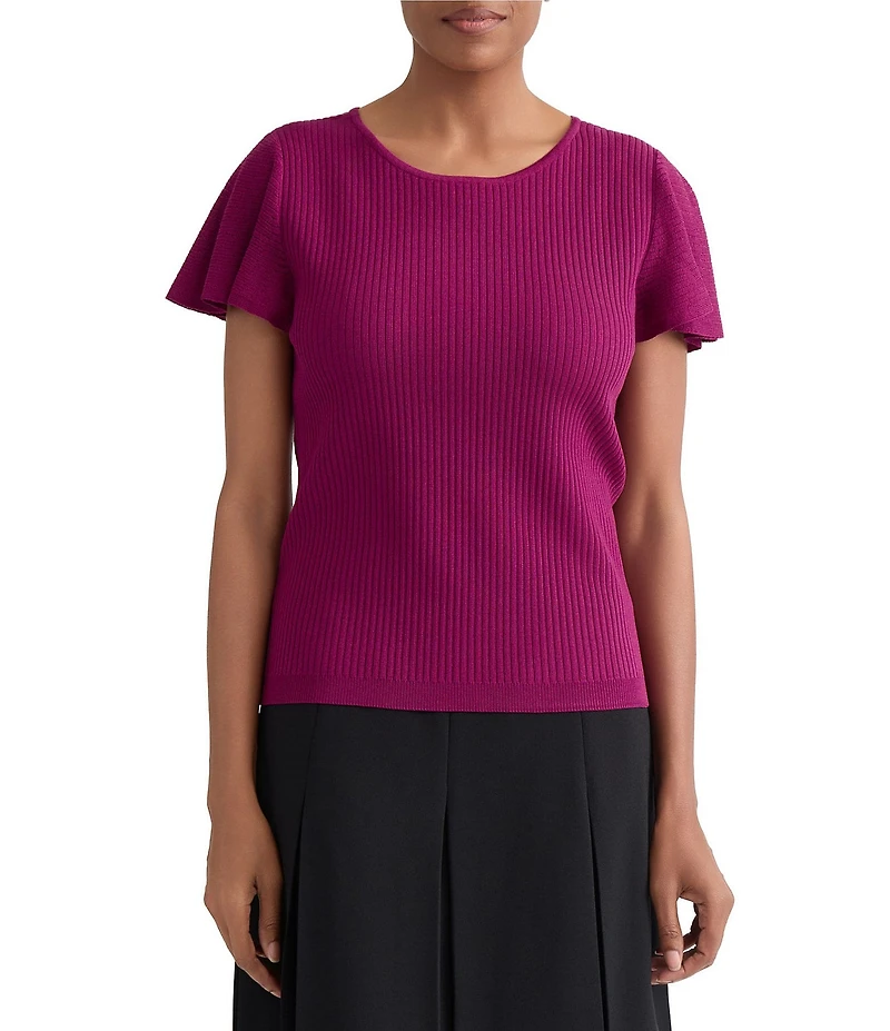Kasper Flutter Sleeve Sweater Top