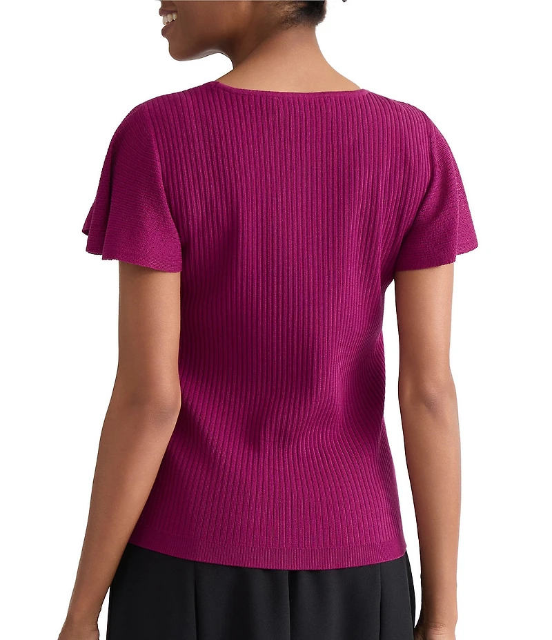 Kasper Flutter Sleeve Sweater Top