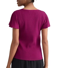 Kasper Flutter Sleeve Sweater Top