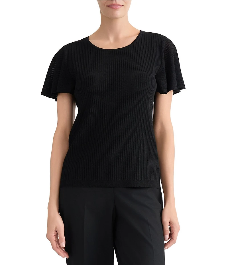 Kasper Flutter Sleeve Sweater Top
