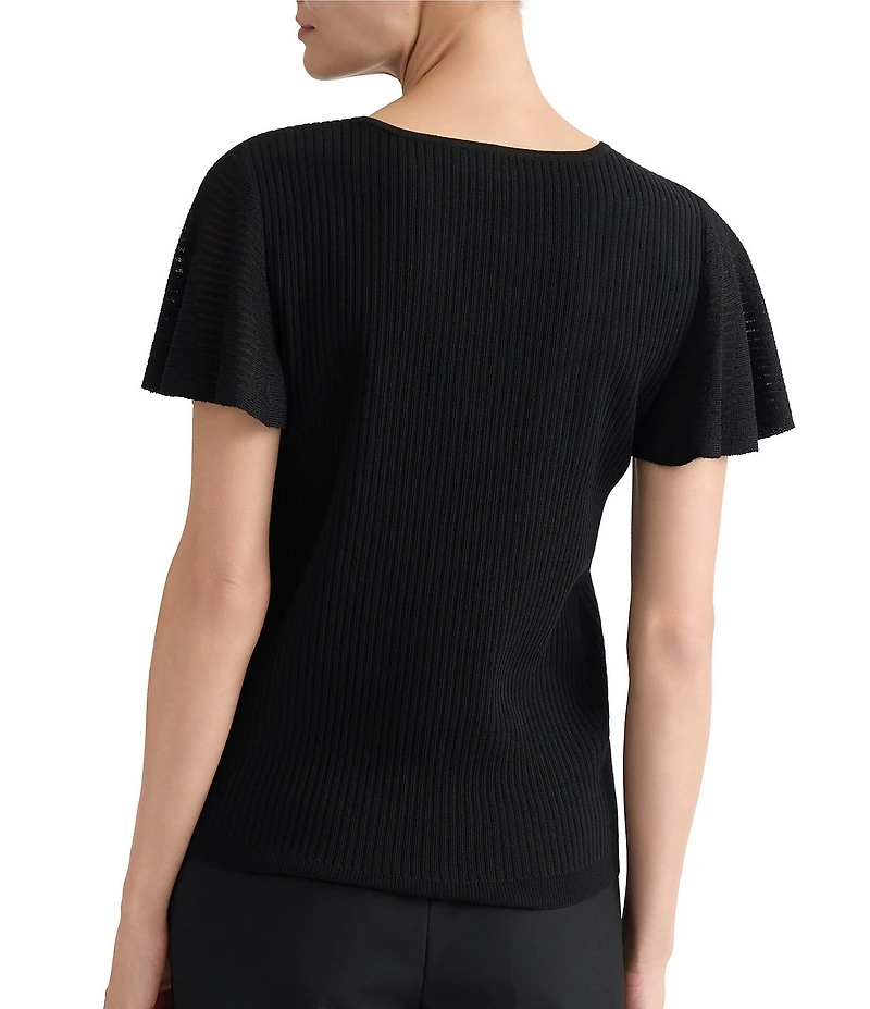 Kasper Flutter Sleeve Sweater Top