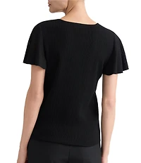 Kasper Flutter Sleeve Sweater Top