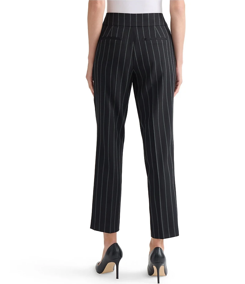 Kasper Fly Front Pinstripe Slim Pants