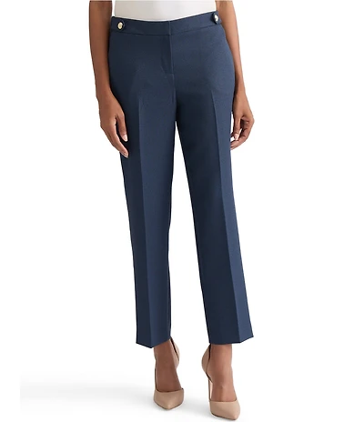 Kasper Fly Front Plaid Ankle Pants