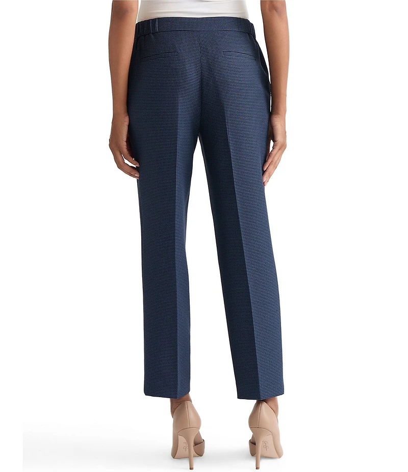 Kasper Fly Front Plaid Ankle Pants