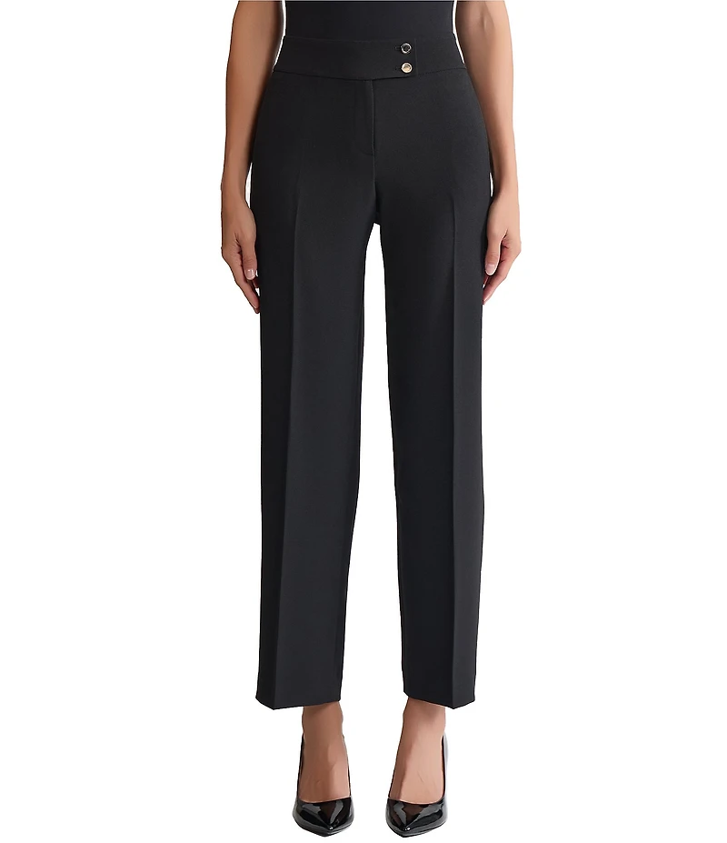 Kasper Fly Front Side Pockets Wide Leg Pants