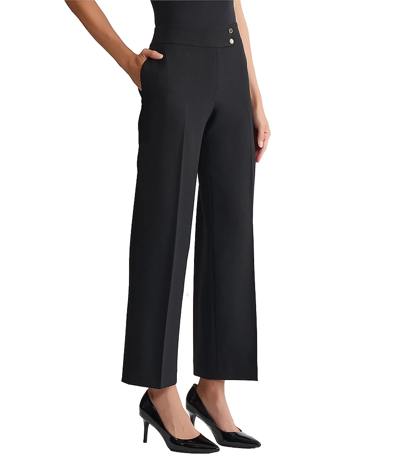 Kasper Fly Front Side Pockets Wide Leg Pants