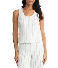 Kasper Front Button Closure Scoop Neck Coordinating Vest