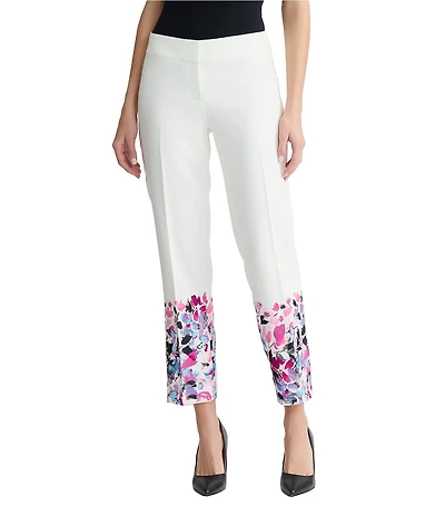 Kasper Full Length Fly Front Floral Ombre Pant