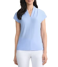 Kasper Funnel Neck Extended Sleeve Blouse