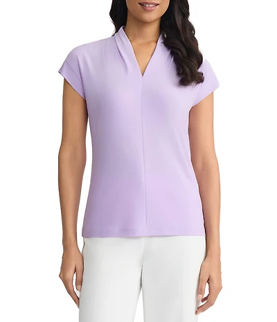 Kasper Funnel Neck Extended Sleeve Blouse