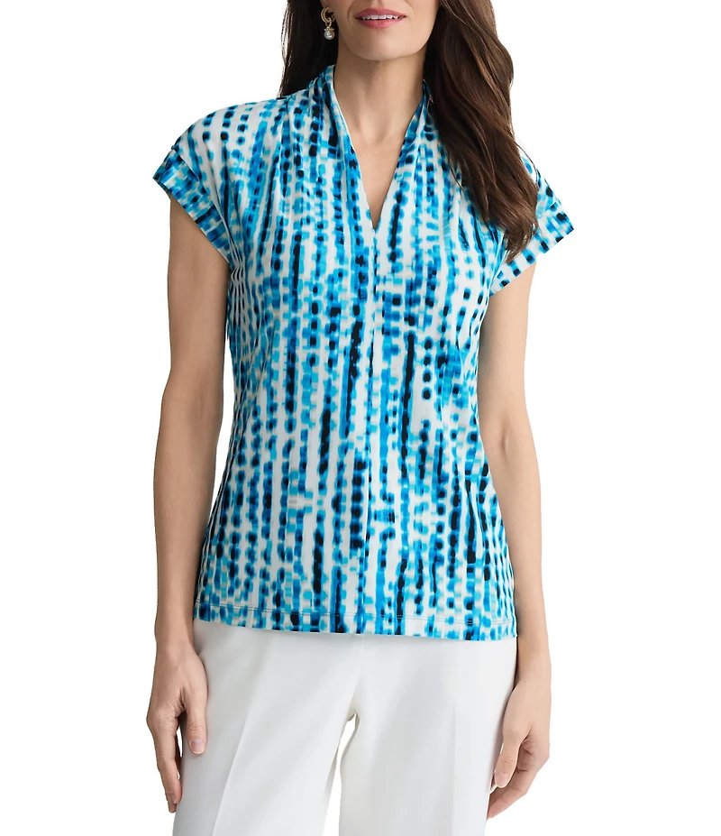 Kasper Funnel Neck Jersey Knit Top