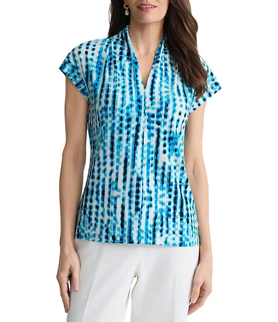 Kasper Funnel Neck Jersey Knit Top