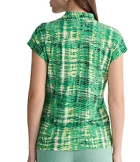 Kasper Funnel Neck Printed Jersey Knit Top