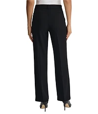 Kasper High Rise Pull On Faux Fly Tailored Straight Leg Trouser Pants