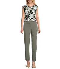 Kasper Key Petite Size Floral Keyhole Neck Cap Sleeve Top