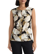 Kasper Keyhole Sleeveless Printed Blouse