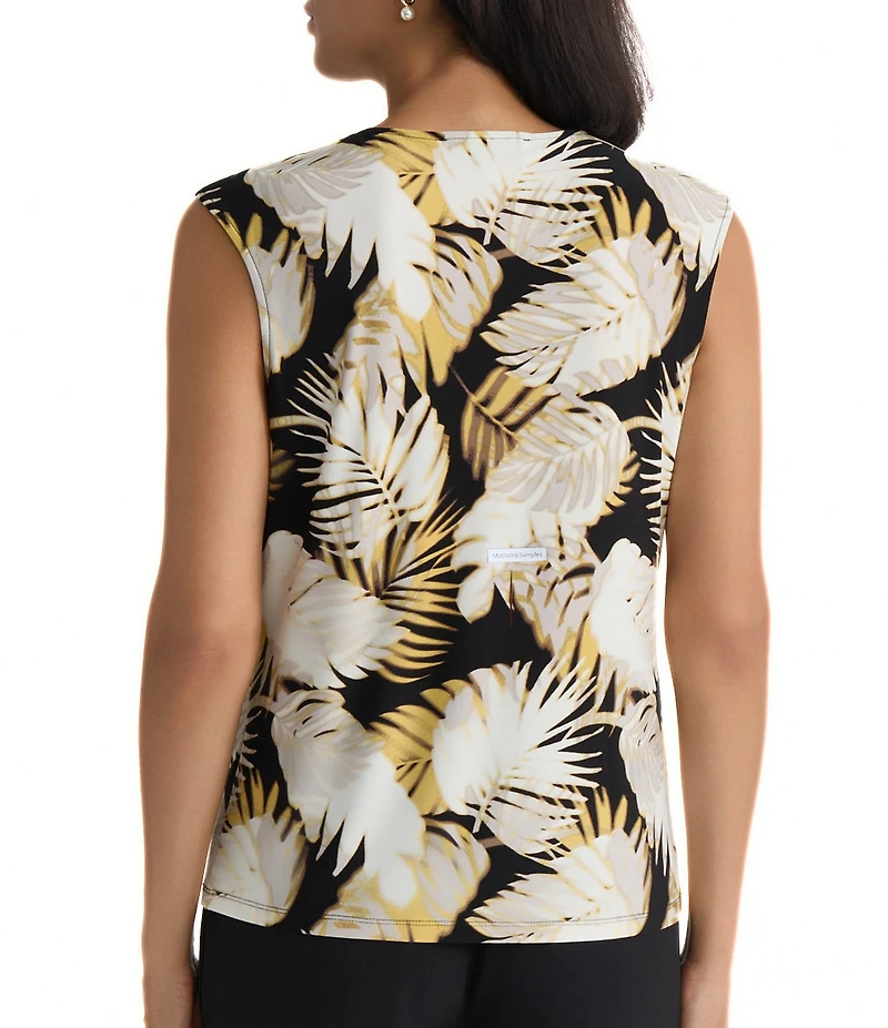 Kasper Keyhole Sleeveless Printed Blouse