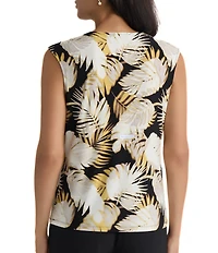 Kasper Keyhole Sleeveless Printed Blouse