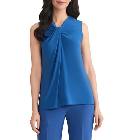 Kasper Knot Neck Sleeveless Top