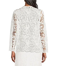 Kasper Lace Open front Collarless 3/4 Sleeve Cardigan
