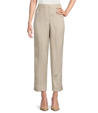 Kasper Linen Blend Fly Front Elastic Back Pants