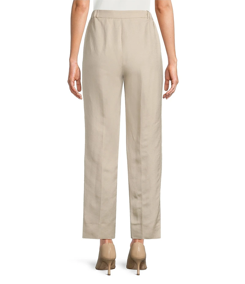 Kasper Linen Blend Fly Front Elastic Back Pants