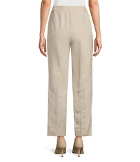 Kasper Linen Blend Fly Front Elastic Back Pants