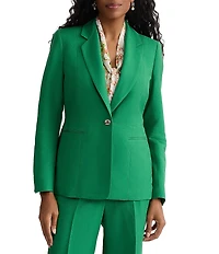 Kasper Linen Blend Notch Collar One Button Blazer