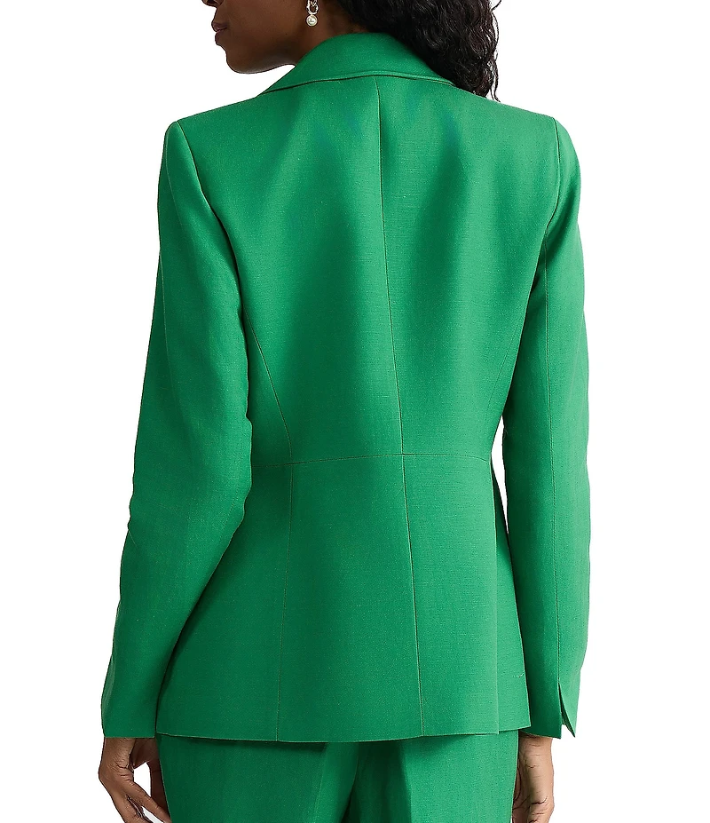 Kasper Linen Blend Notch Collar One Button Blazer