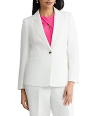 Kasper Linen Blend Notch Collar One Button Blazer